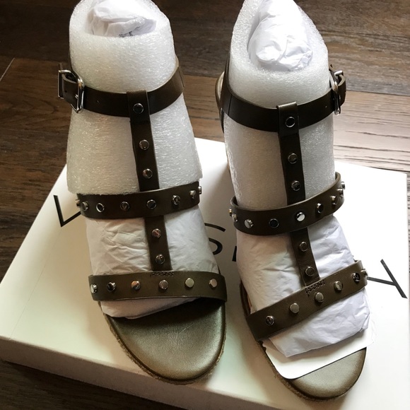 S O L D Indya Studded Leather Wedge Sandals - Picture 6 of 8